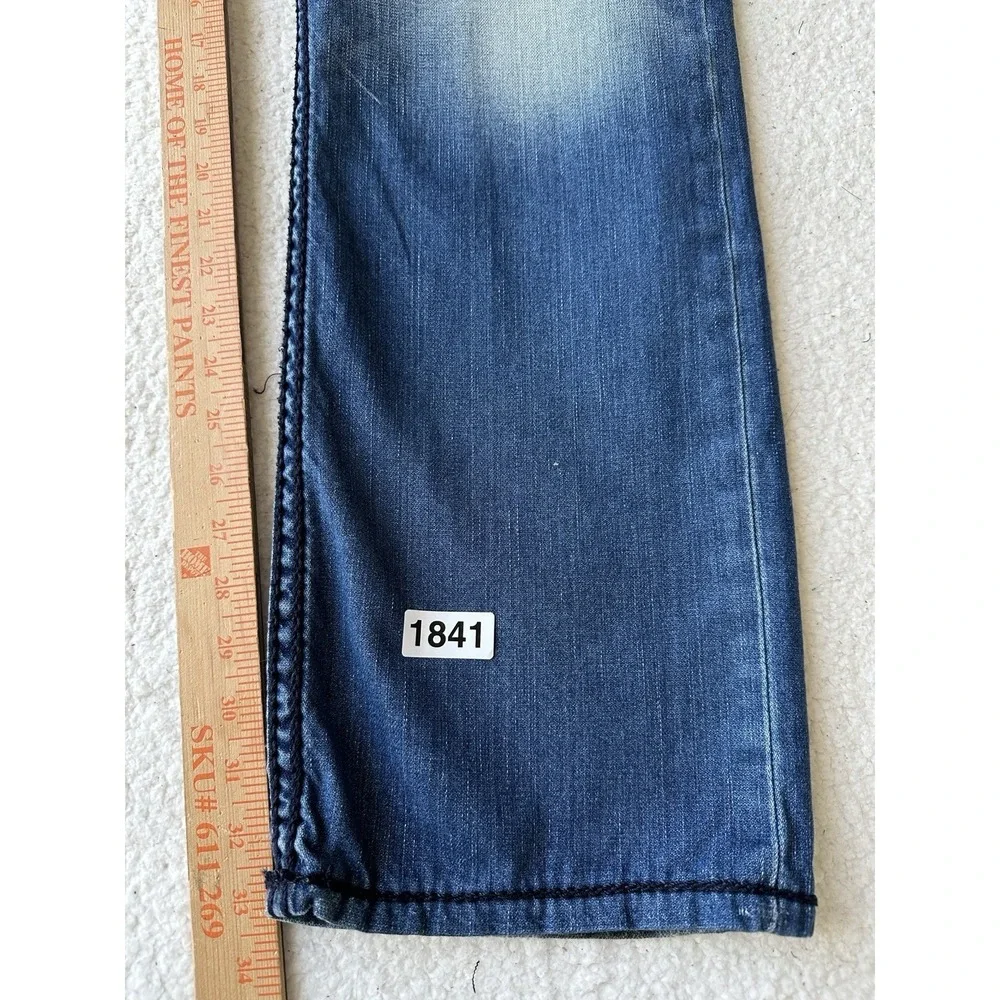 True Religion Ricky Relaxed Straight Flap Pocket Jeans Mens 38 Made USA Denim